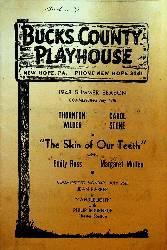 The Skin of Our Teeth Playbill July 19 1948 Thornton Wilder Carol Stone0