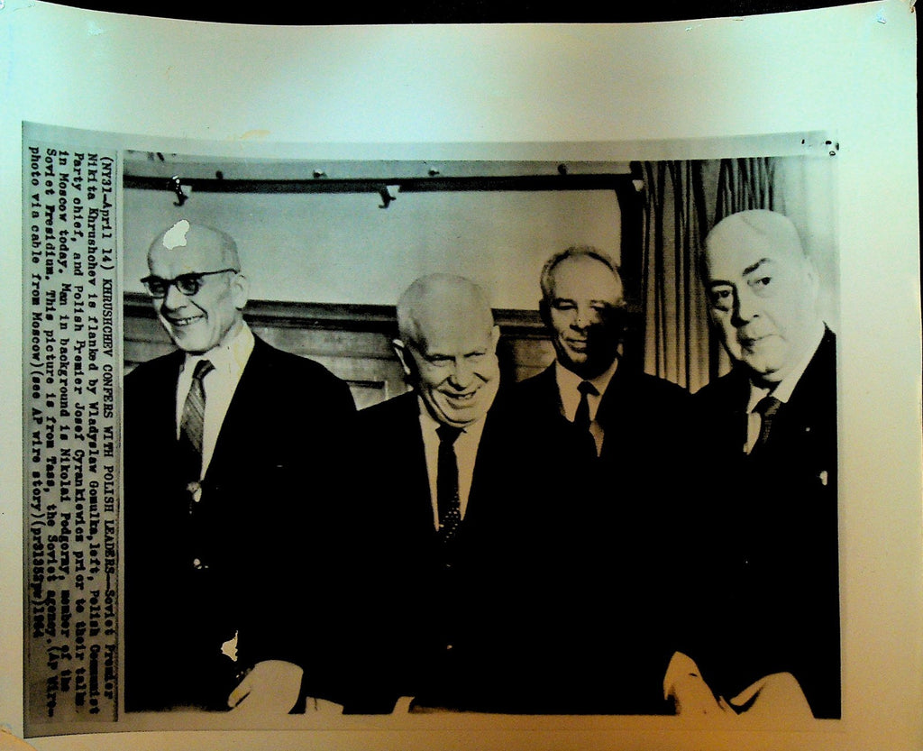 Nikita Khrushchev Wire Photo 1964 Polish Leaders Władysław Gomułka0