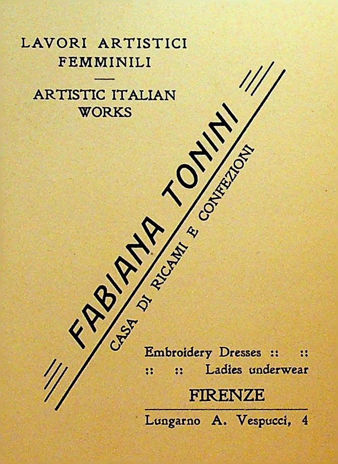 Fabiana Tonini Business Card 1930s Florence Italy Revenue Stamp Fashion House0
