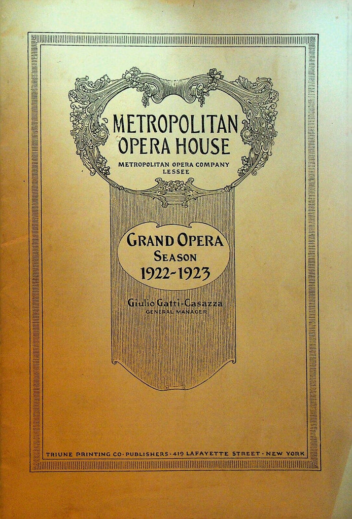 Rigoletto Program March 3 1923 Metropolitan Opera House Giuseppe De Luca