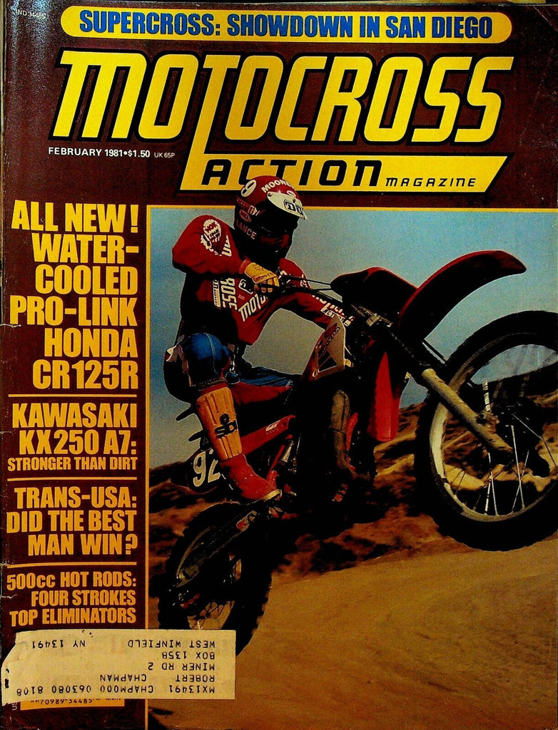 Motocross Action Magazine February 1981 David Bailey Lance Moorewood Honda