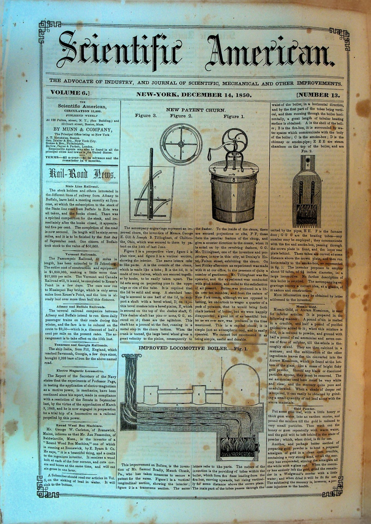 Scientific American December 14 1850 Paine's Light Railroad Telegraph Cholera0