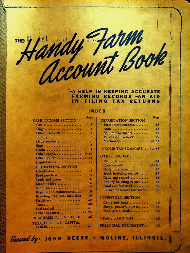 John Deere Handy Farm Account Book 1969