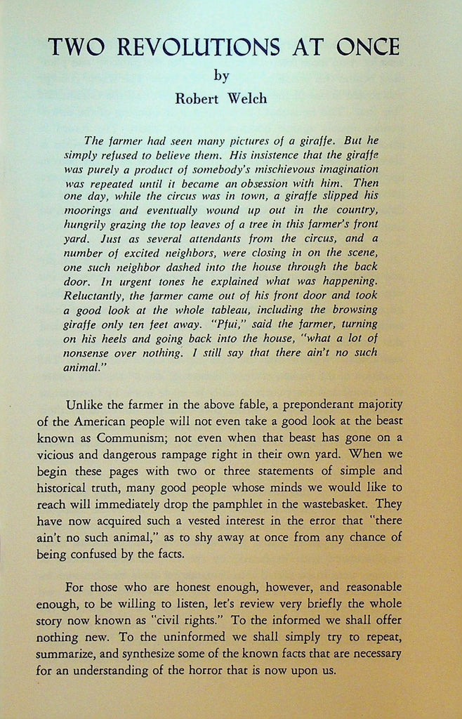 Two Revolutions at Once by Robert Welch Communism & Black Americans Booklet0
