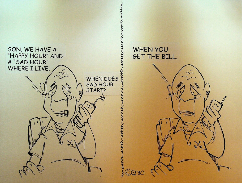 Bill Landis Original Cartoon Art The Villages Daily Sun 2010 Happy Hour