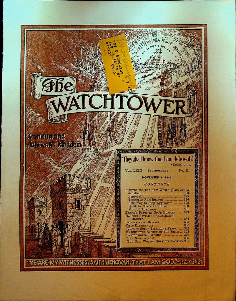 The Watchtower Magazine Jehovah's Witness November 1 1942 Fighter for New World0