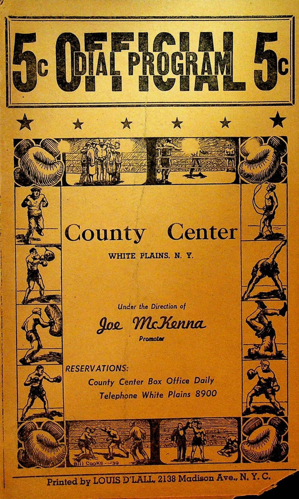 Boxing Official Dial Program White Plains NY December 27 1940 Julio Gonzalez
