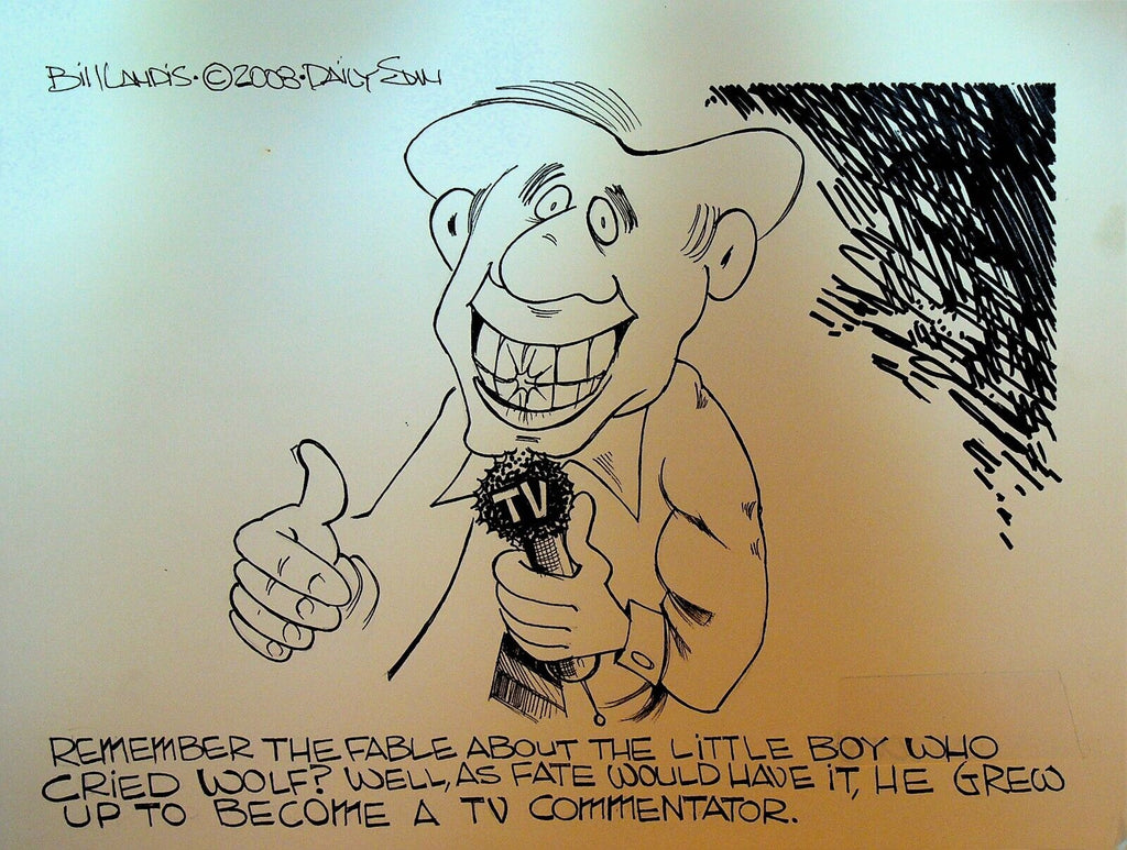 Bill Landis Original Cartoon Art The Villages Daily Sun 2008 TV Commentator