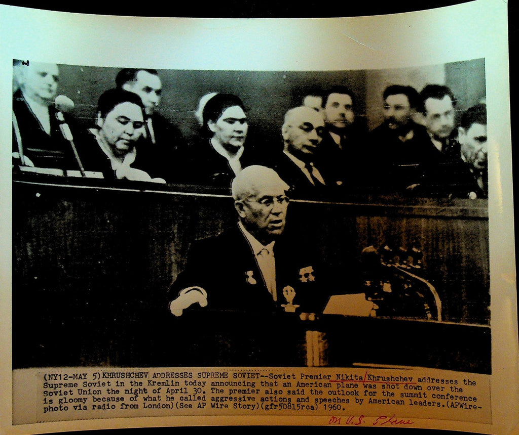 Nikita Khrushchev Wire Photo 1960 U-2 Shot Down Addresses Supreme Soviet0