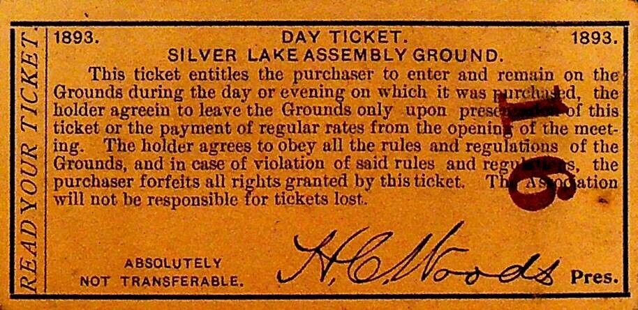 Silver Lake Assembly Upstate NY Day Ticket Assembly Ground 1893