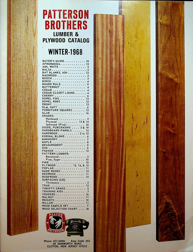 Patterson Brothers Lumber & Plywood Catalog Winter 1968 Clifton NJ0