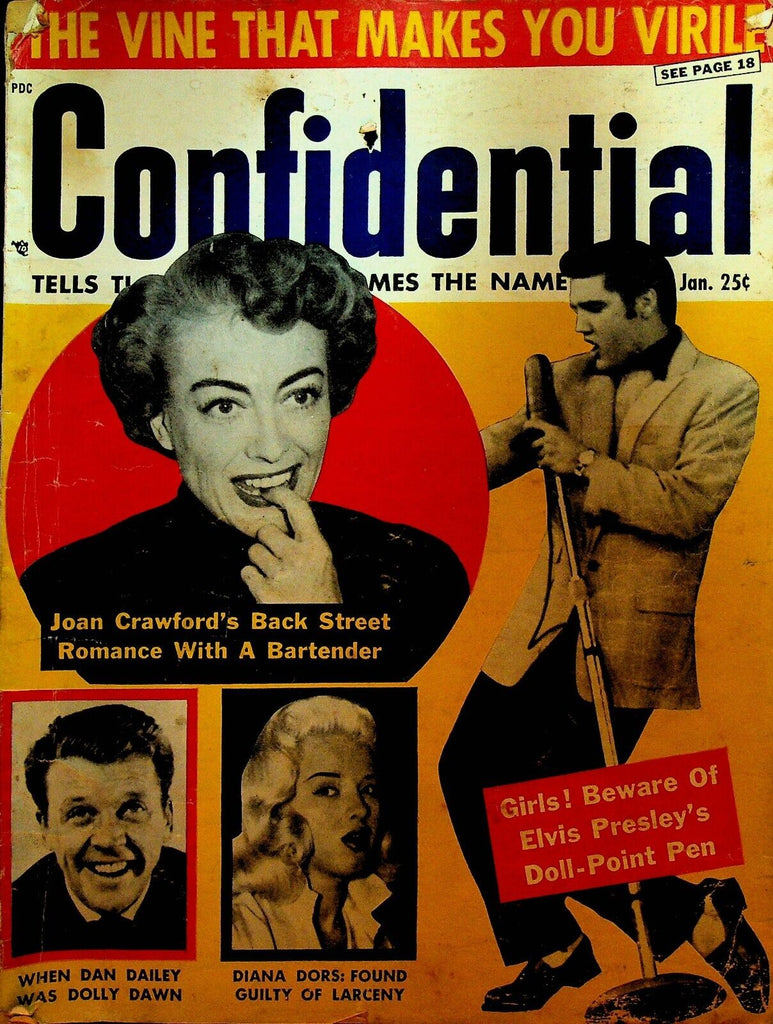 Confidential Magazine January 1957 Pablo Picasso Elvis Presley Joan Crawford