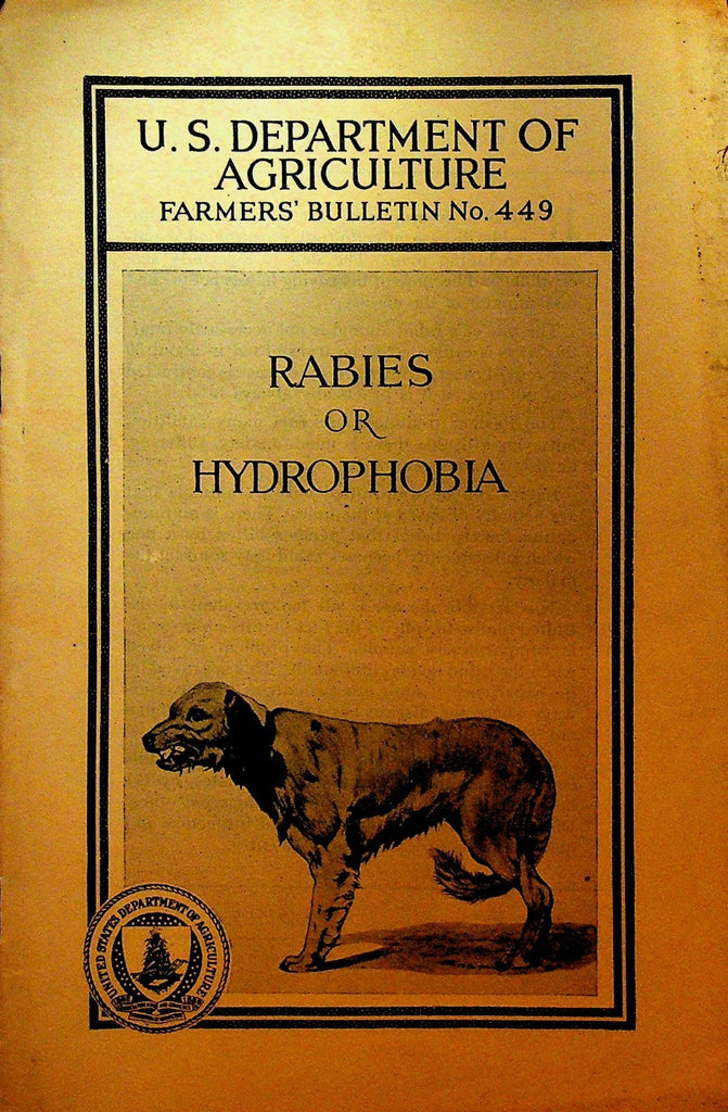Rabies or Hydrophobia Booklet US Department of Agriculture Farmers Bulletin 19230