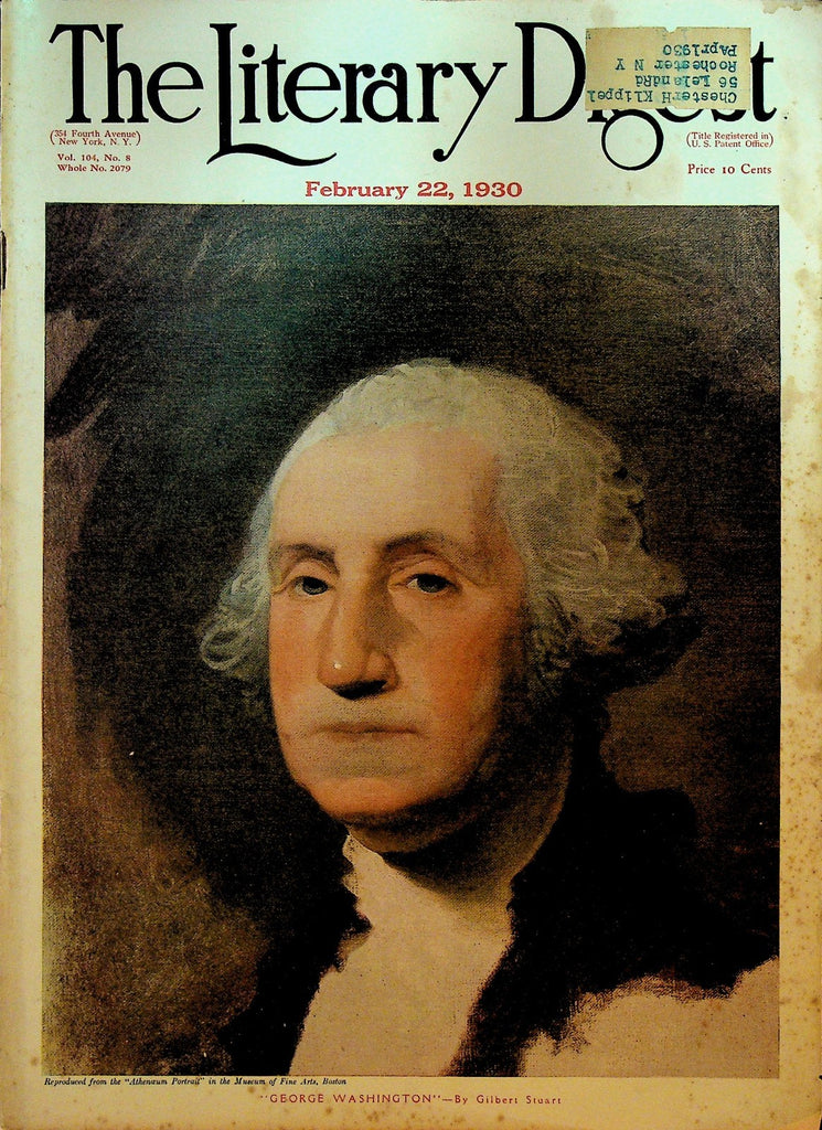 Literary Digest February 22 1930 George Washington Prohibition Japan China0
