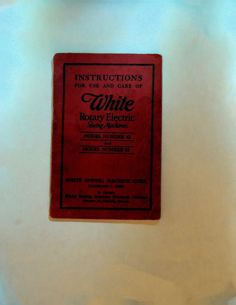 White Rotary Electric Sewing Machine Instructions Model 41 & 43 1940s0
