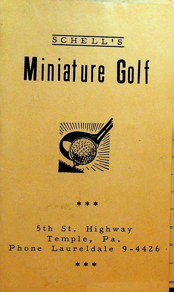 Schell's Miniature Golf Scorecard Temple Pennsylvania 1940s0