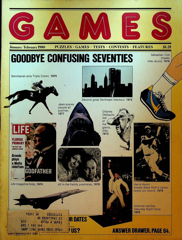 Games Magazine January 1980 Jaws Secretariat Hank Aaron John Travolta Godfather