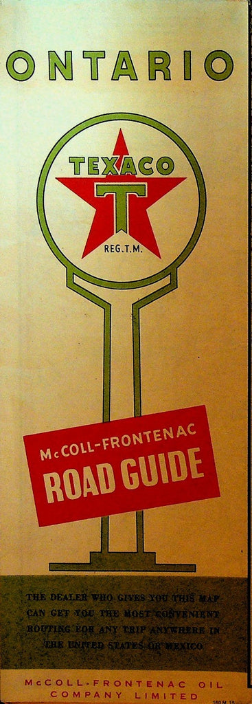 Texaco Road Map 1951 Ontario Canada McColl Frontenac0