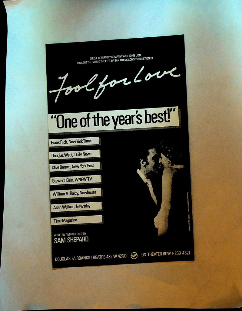 Fool for Love & Balm in Gilead 1984 Ad Flier Magic Theatre of San Francisco0