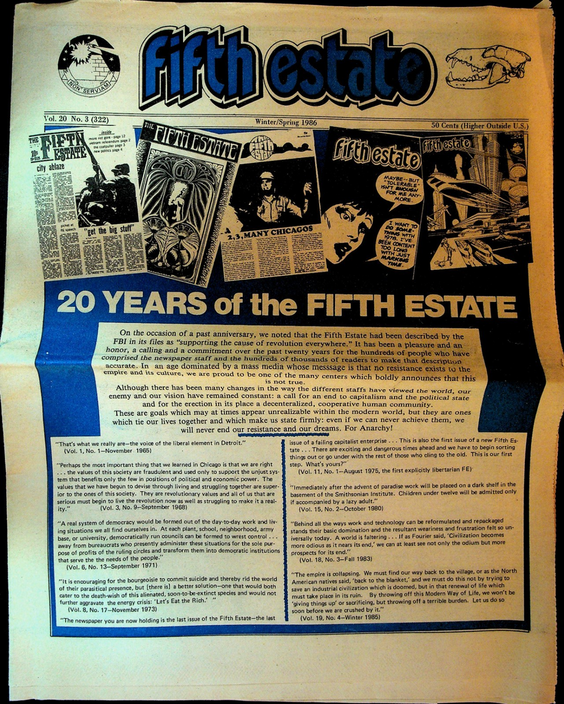 Fifth Estate Winter 1986 F-16 Fighting Falcon Haymarket Affair Peter Puccio0