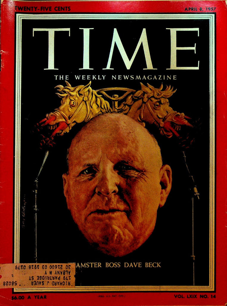 Time April 8 1957 Dave Beck Elvis Presley Art Carney Marcel Duchamp Chrysler0