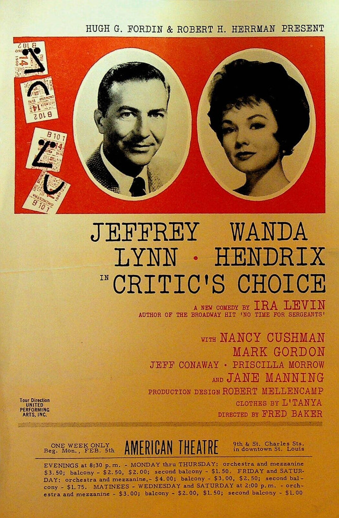 Critics Choice 1960s Ad Sheet Jeffrey Lynn Wanda Hendrix St Louis