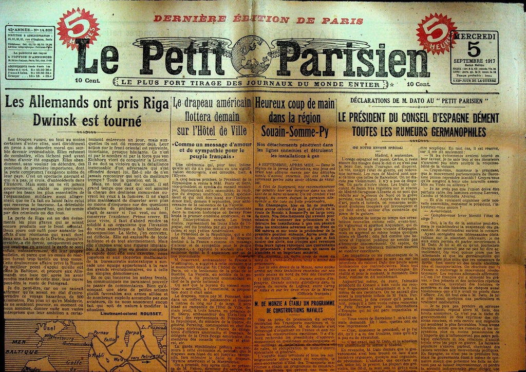 Le Petit Parisien WWI Newspaper France September 5 1917 Emile Basly