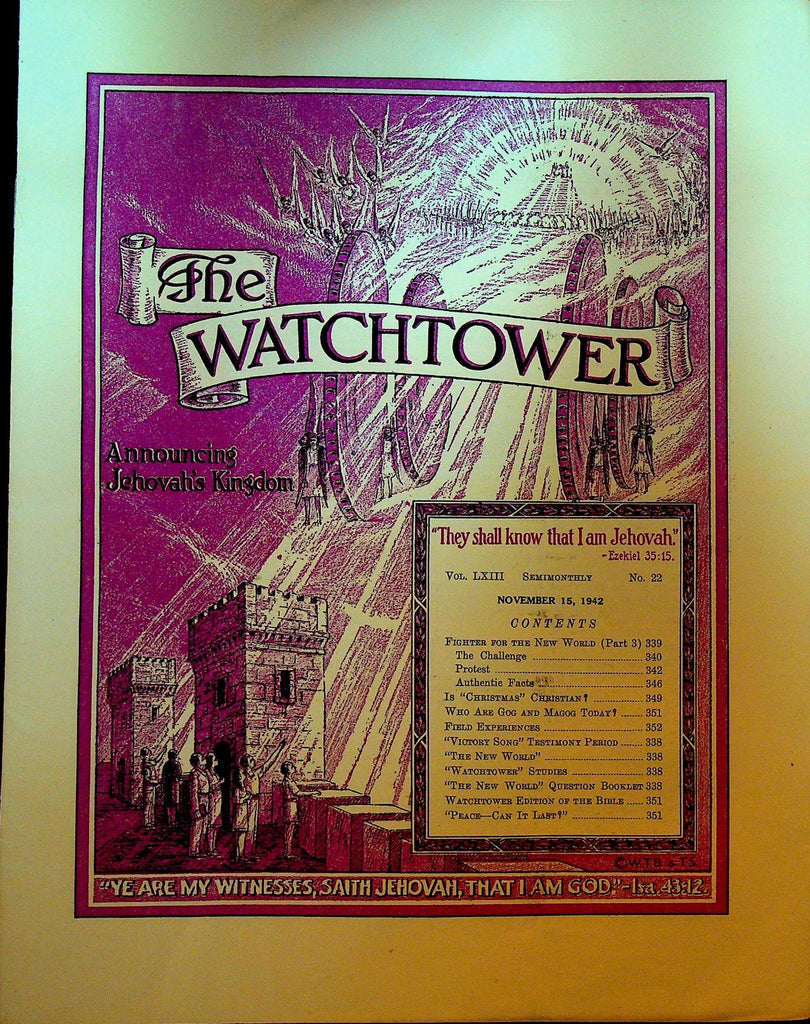 The Watchtower Magazine Jehovah's Witness November 15 1942 Fighter for New World0