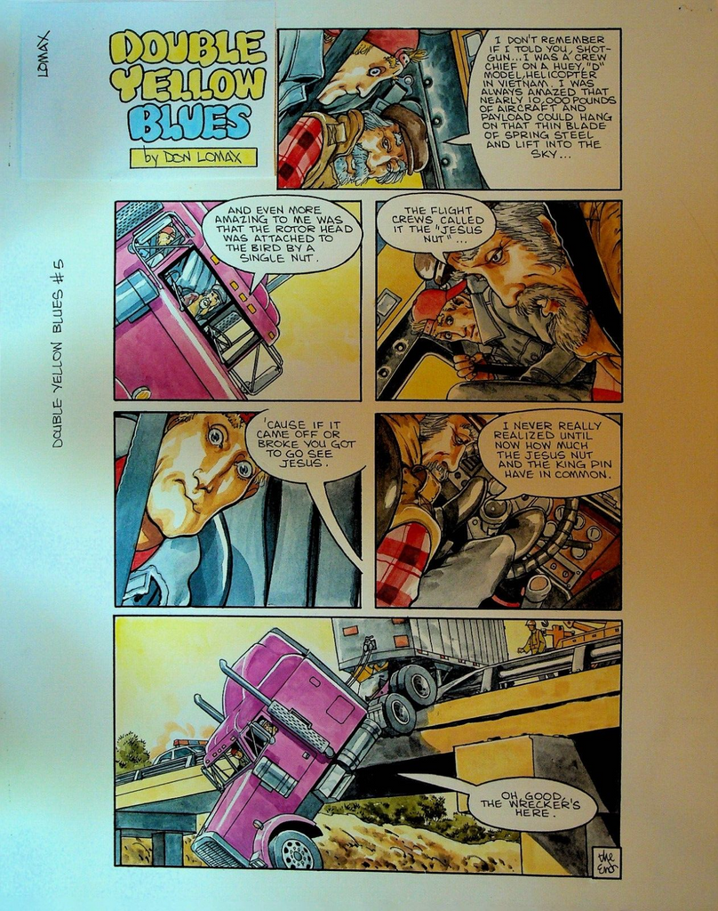 Double Yellow Blues Original Art Don Lomax Trucking Truckers Fifth Story