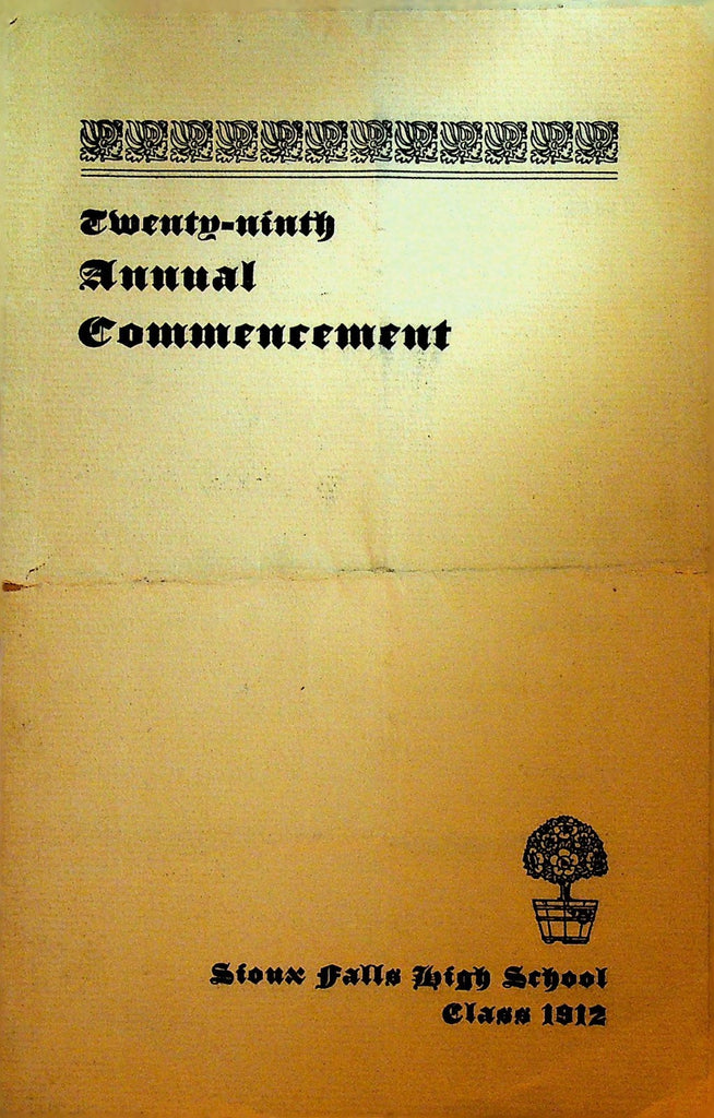 Sioux Falls High School South Dakota Commencement Program 19120