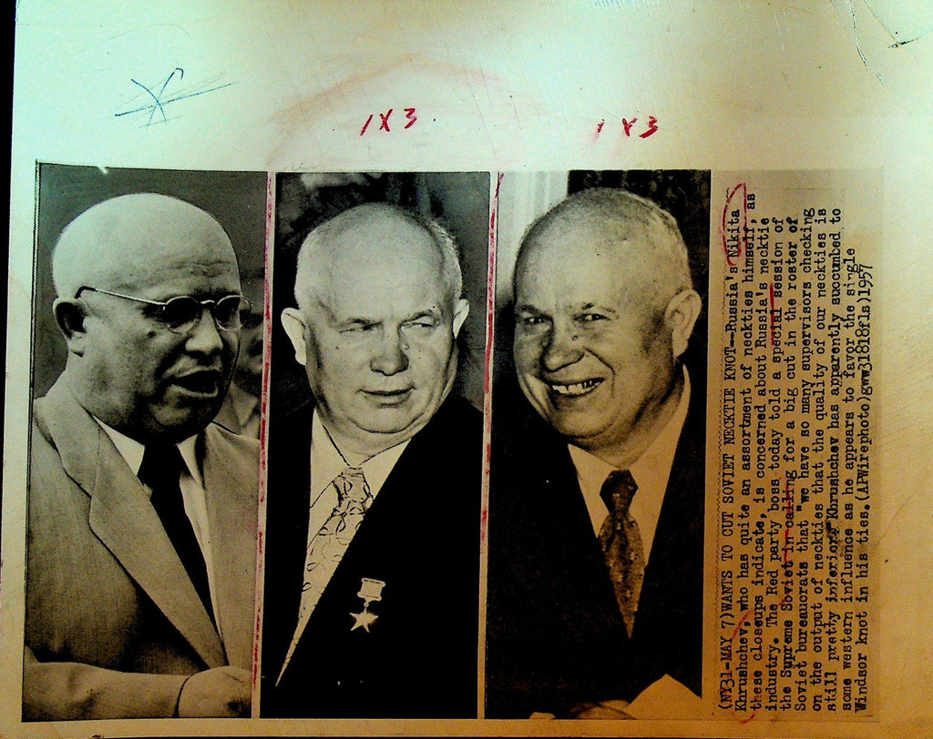 Nikita Khrushchev Wire Photo 1957 Necktie Industry0