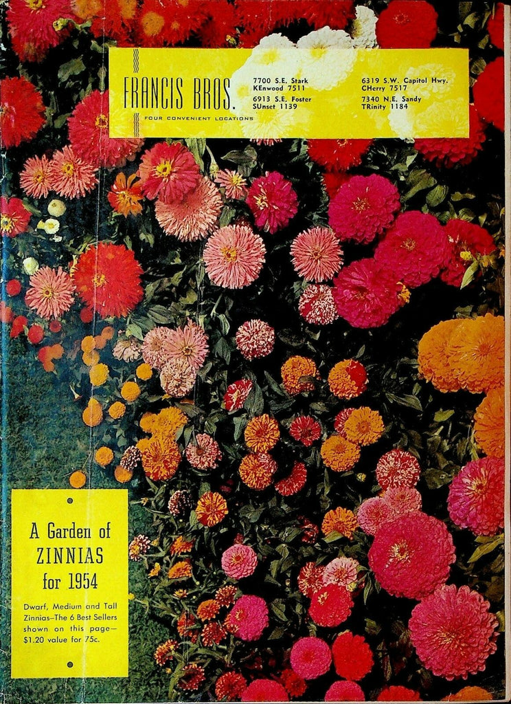 Francis Bros Nursery Catalog 1954 Portland Oregon Flowers Fruits Zinnias0