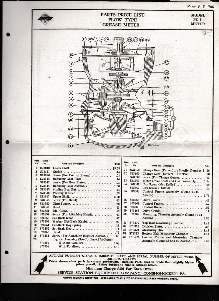 Service Station Equipment Co 1936 Parts Price List Conshohocken Pennsylvania0