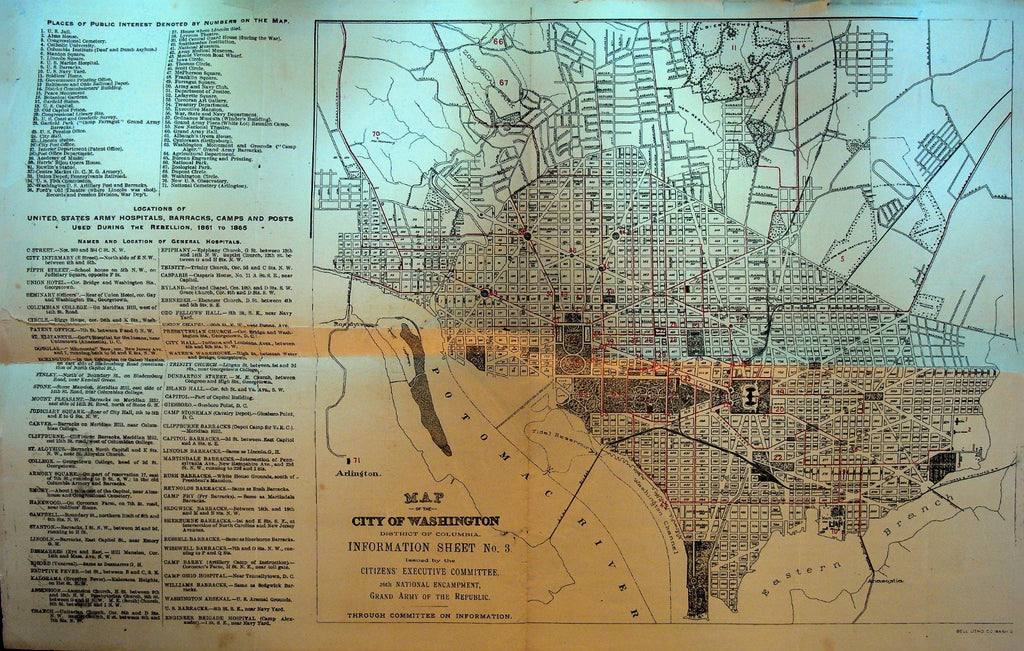 City of Washington DC Map Information Sheet 3 1892 GAR National Encampment0