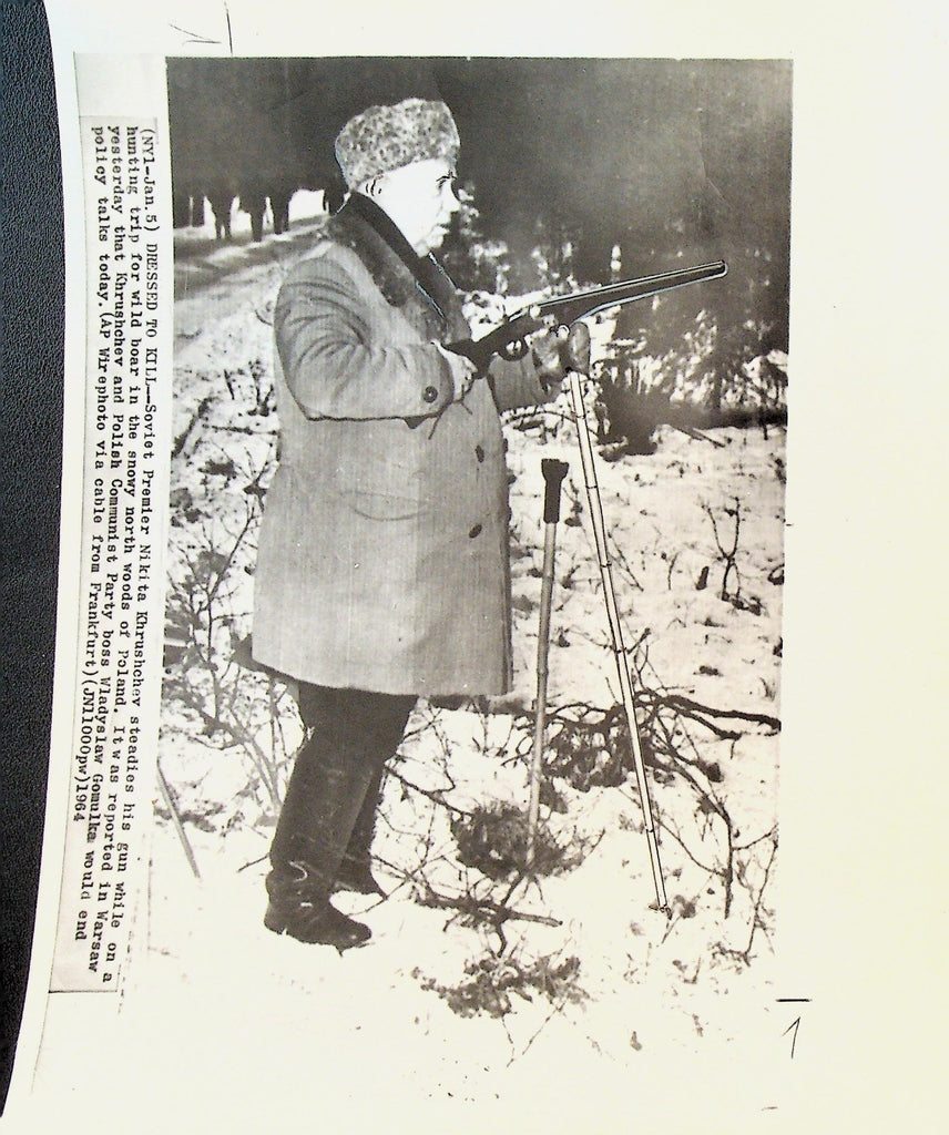 Nikita Khrushchev Wire Photo 1964 Poland Wild Boar Hunting Trip0