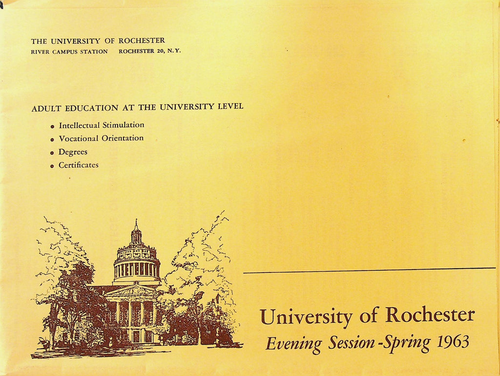 University of Rochester NY Evening Session 1963 Course Schedule Poster0