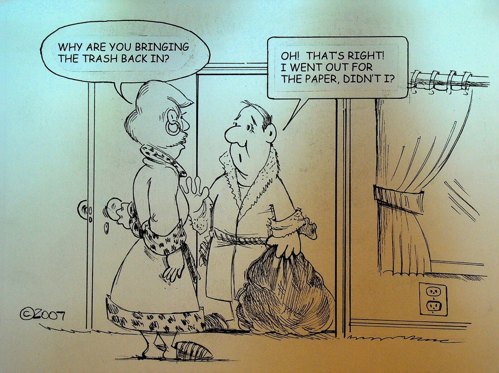 Bill Landis Original Cartoon Art The Villages Daily Sun 2007 Forgetful Senior