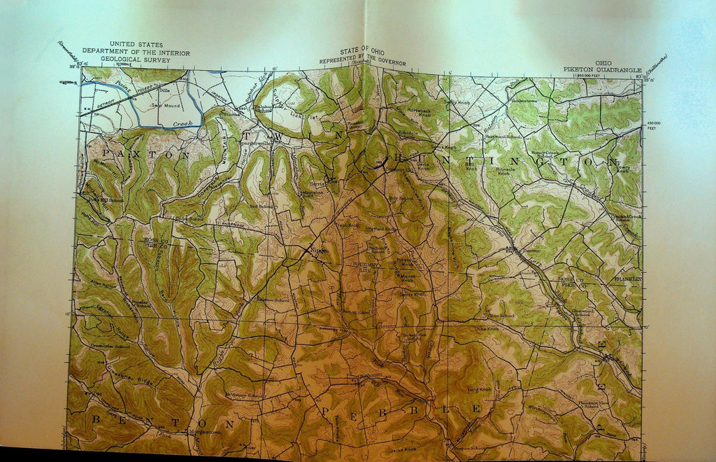 Ohio Department of the Interior Geological Survey Map 1950s Piketon Quadrangle0