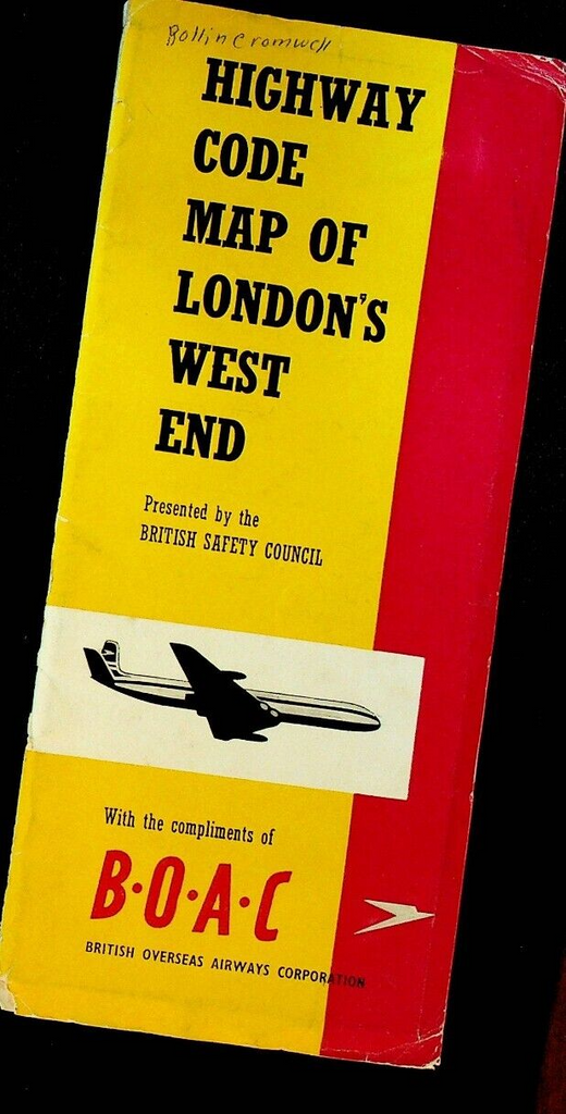 Highway Code Map of London's West End British Overseas Airways Corporation