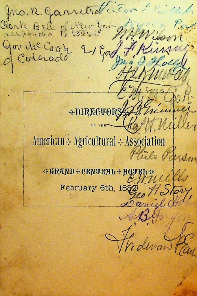 American Agricultural Association Menu February 6 1882 Directors0