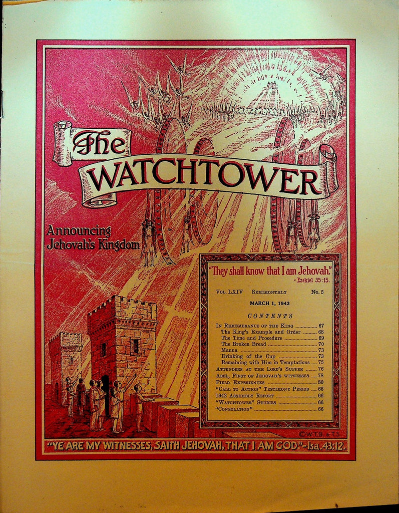 The Watchtower Magazine Jehovah's Witness March 1 1943 Remembrance of the King0