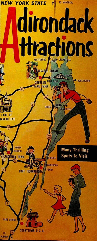 Adirondack Mountains NY Attractions Brochure 1950s North Pole Storytown USA