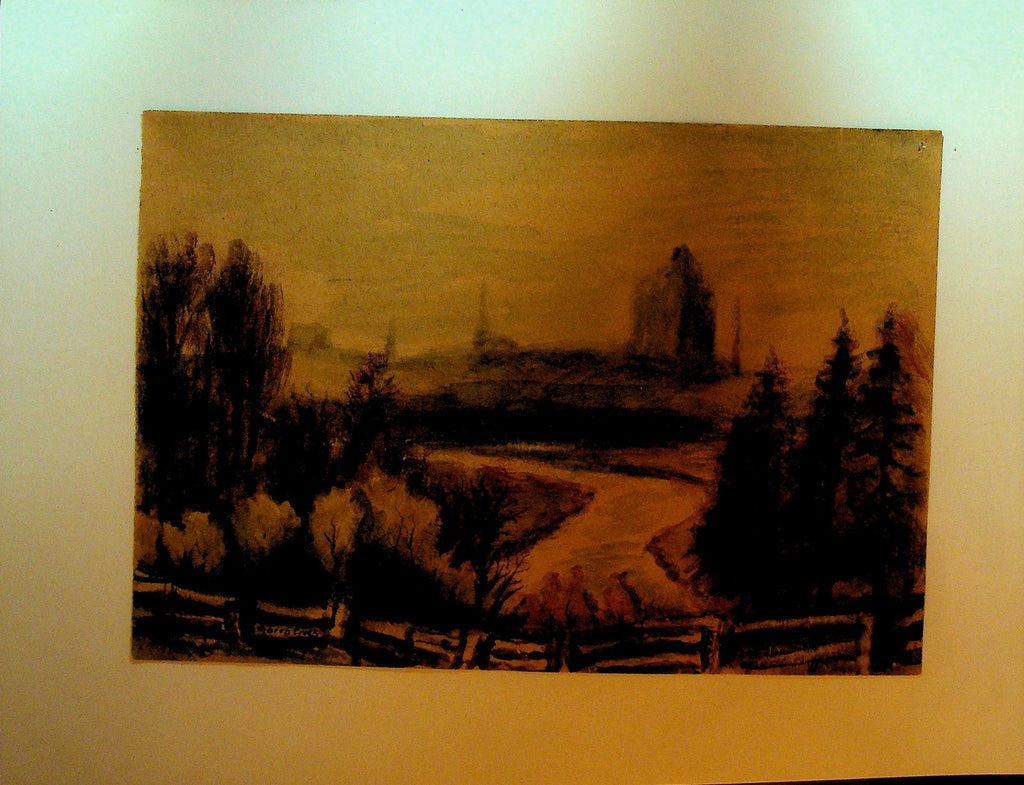 EP Cliff New Brunswick Ca Artist Watercolor Painting ca 1910 Distant House0