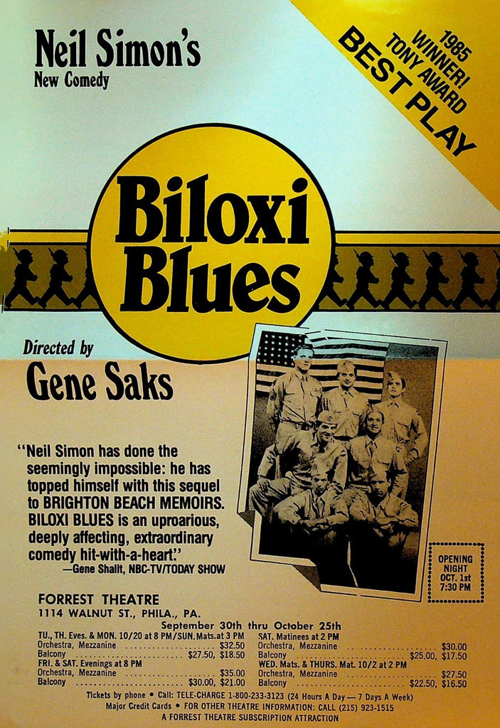 Biloxi Blues 1985 Ad Sheet Forest Theatre Philadelphia Pa0