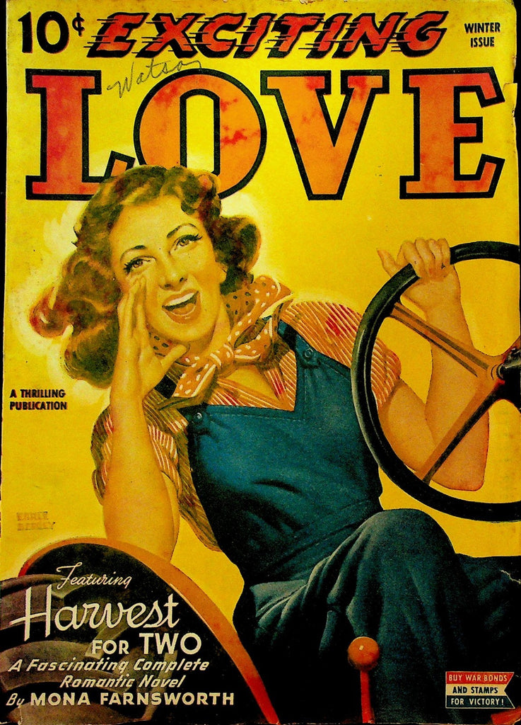 Exciting Love Pulp Winter Winter 1943 Earle K Bergey Farm Cover Mona Farnsworth0