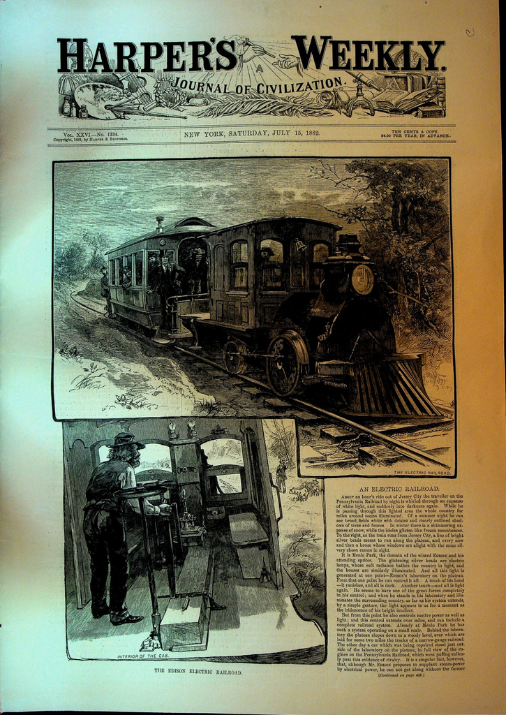 Harper's Weekly July 15 1882 Electric Railroad Charles Reade Anthony Trollope0