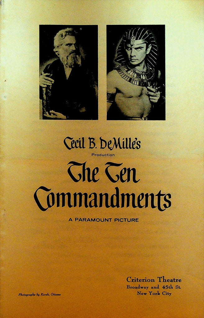 Cecil DeMille The Ten Commandments Program Charlton Heston Yvonne De Carlo0