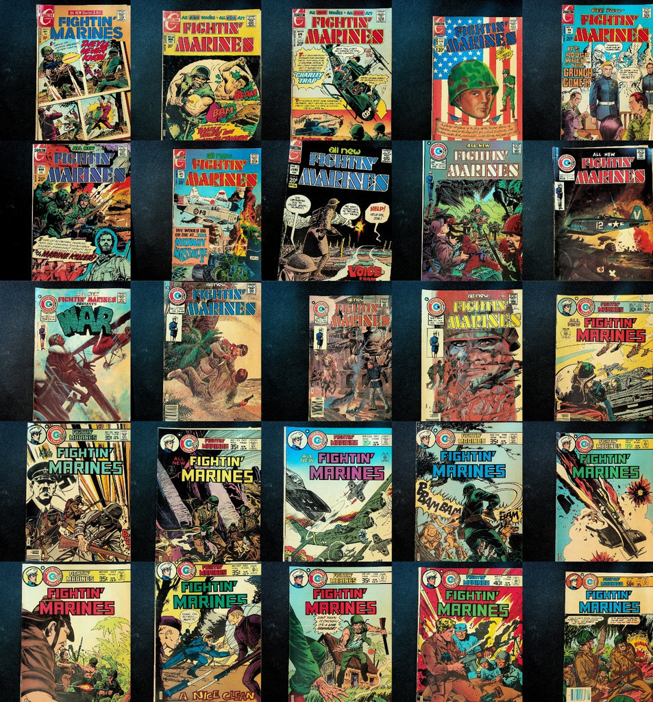 Fightin' Marines Lot of 25 Bronze Age Military Comics Charlton0