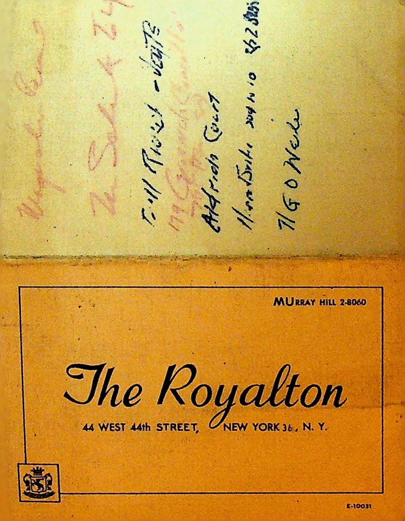 The Royalton Hotel New York City 1950s Advertising Card Pocket Map0