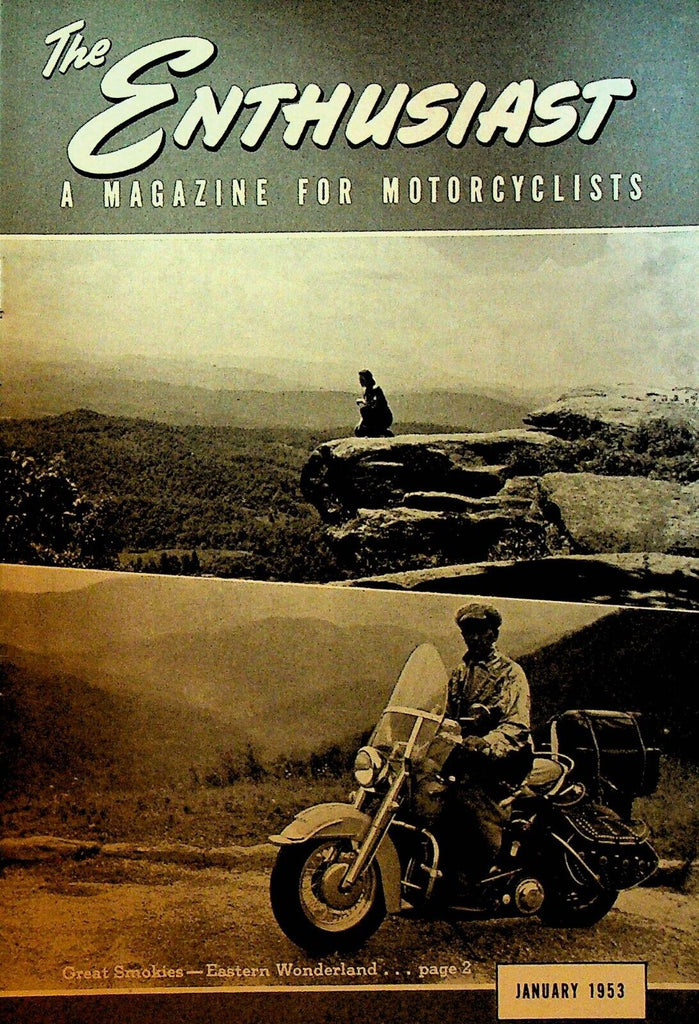 Harley Davidson Enthusiast Magazine Motorcycles January 1953 Great Smokies
